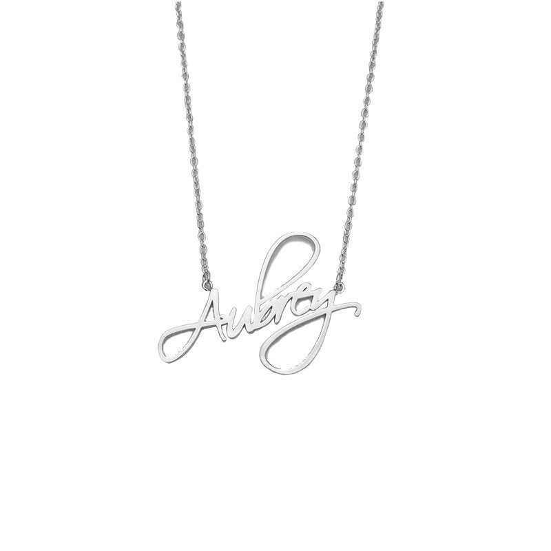 Silver Custom Cursive Name Necklace.