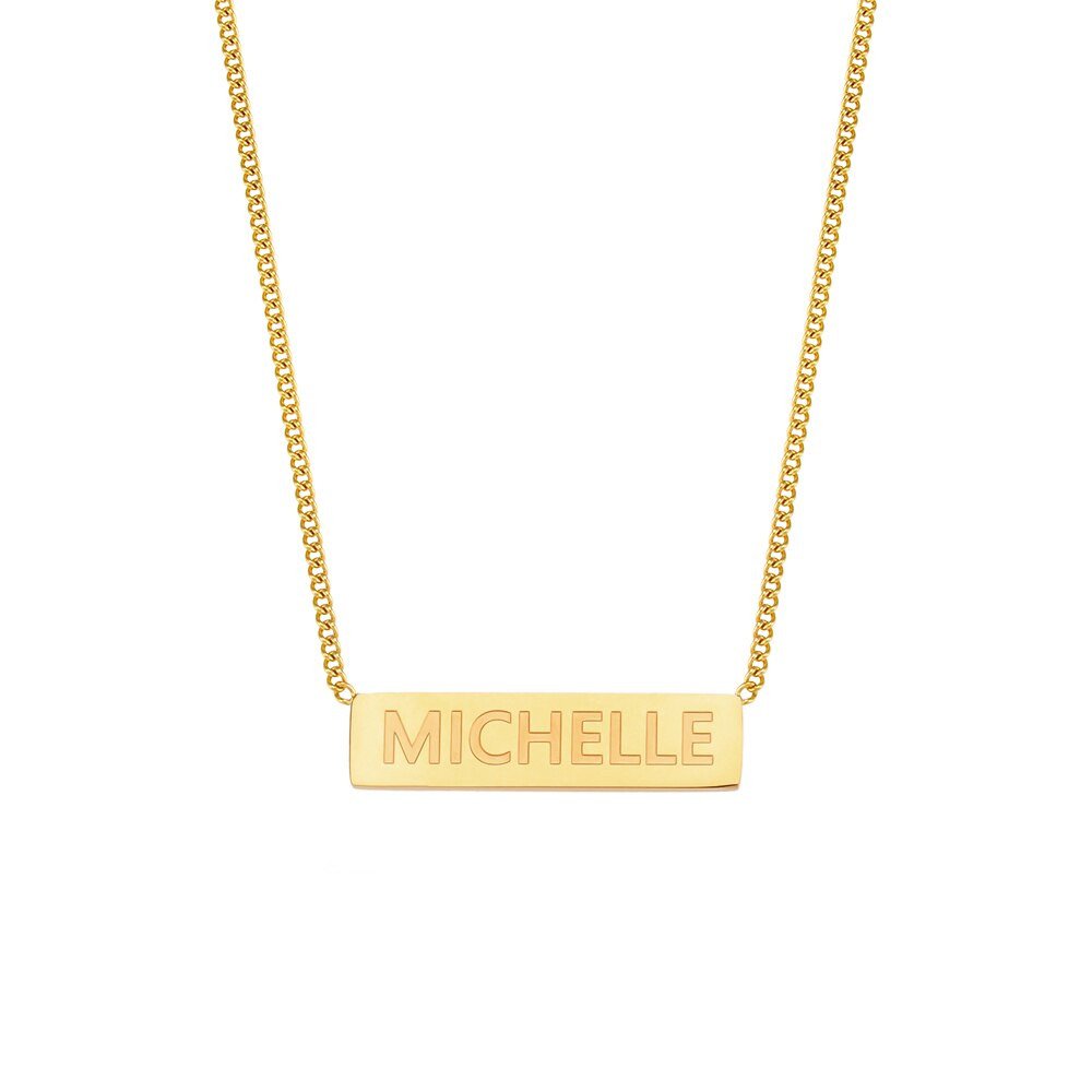 Gold Custom Name Plate Necklace.