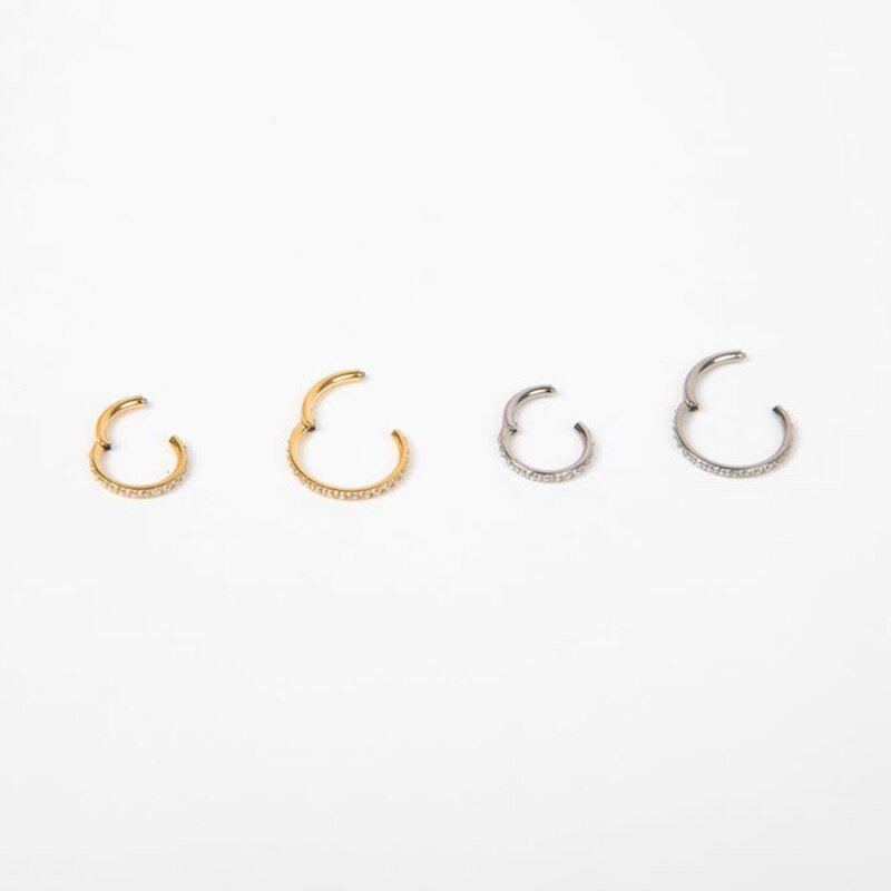 Gold and silver CZ Pave Cartilage Hoops in 6mm and 8mm.