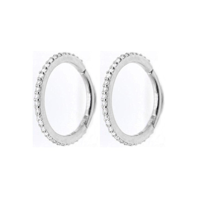 Silver CZ Pave Cartilage Hoops.