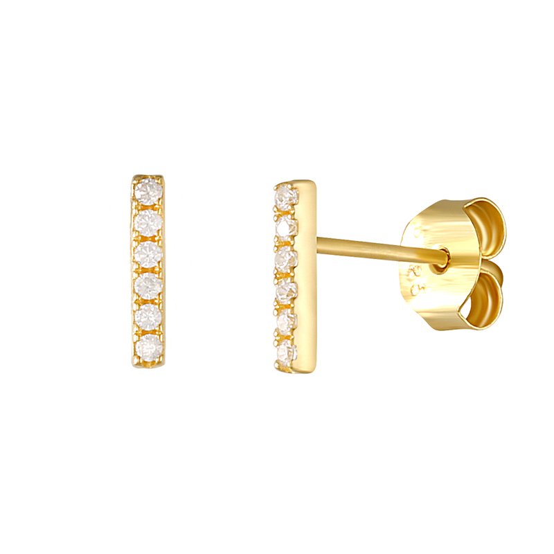 Gold Dainty CZ Bar Studs.