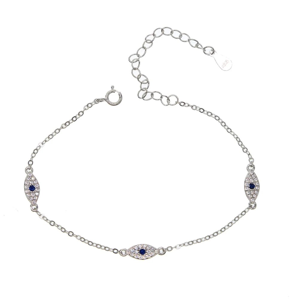 Silver Delicate Evil Eye Bracelet.