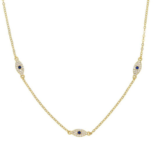 Gold Delicate Evil Eye Chain Necklace.