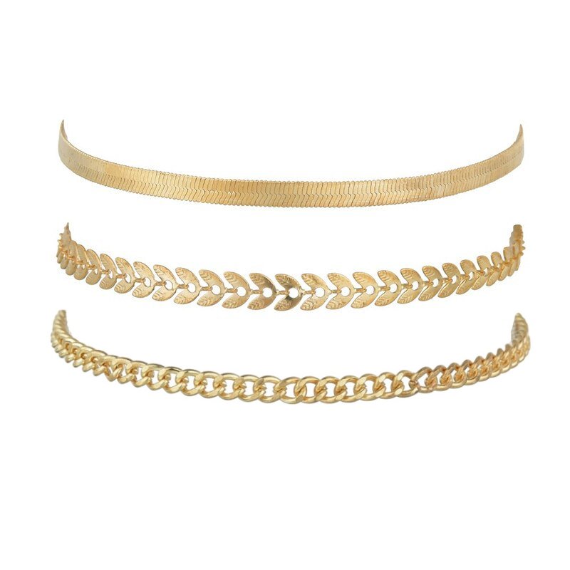 Three Gold Anklet Set.