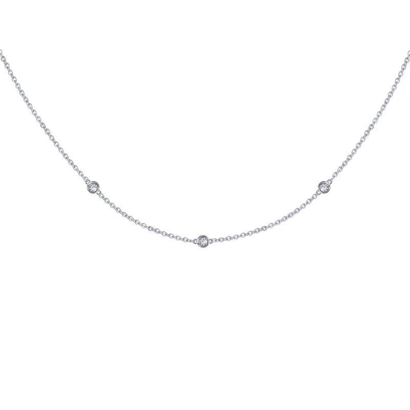 Silver necklace with three CZ stones.