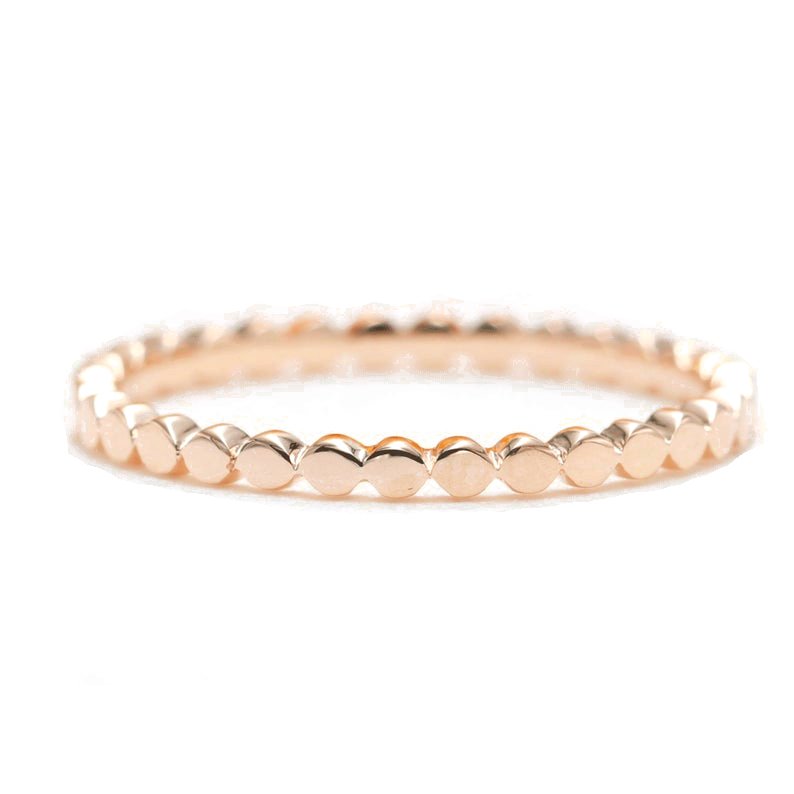 Rose gold Flat Beaded Ring Band.