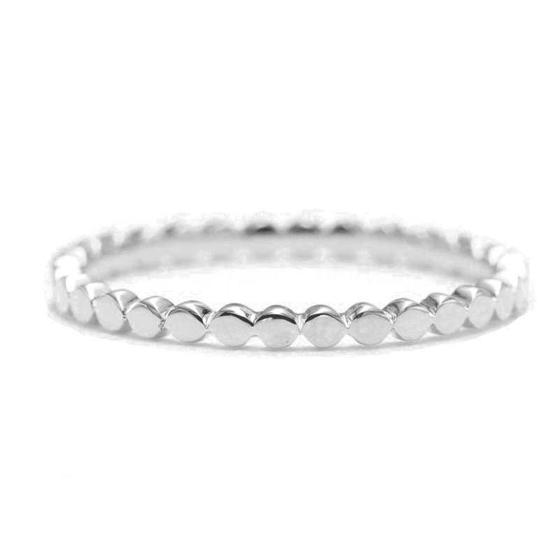 Silver Flat Beaded Ring Band.