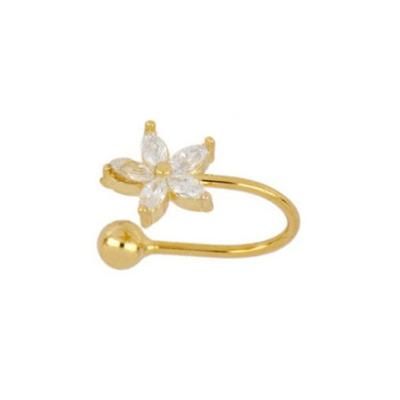 Gold Flower Zirconia Ear Cuff.