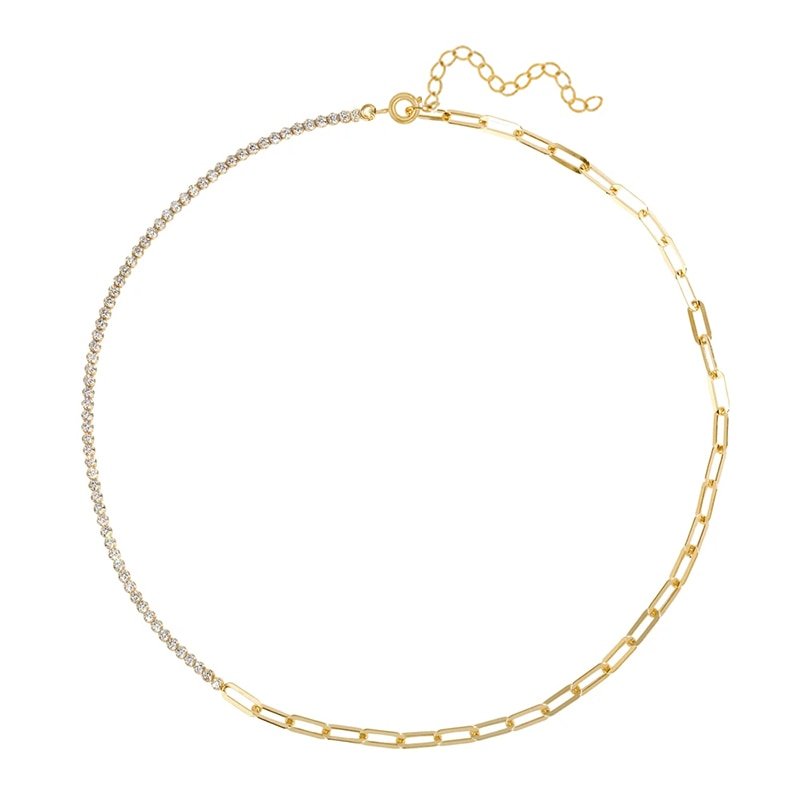 Gold Paperclip Chain CZ Necklace – Pineal Vision Jewelry