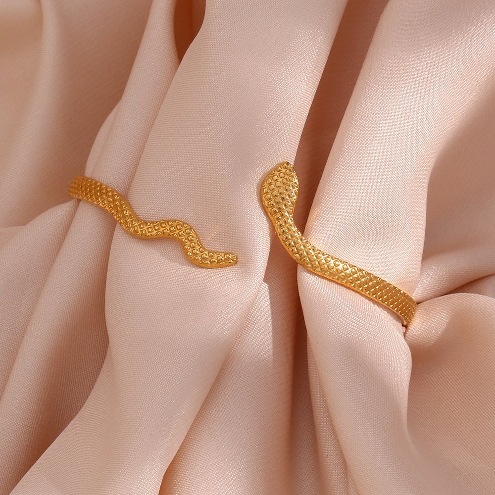 Closeup of the Gold Snake Wrap Bracelet.