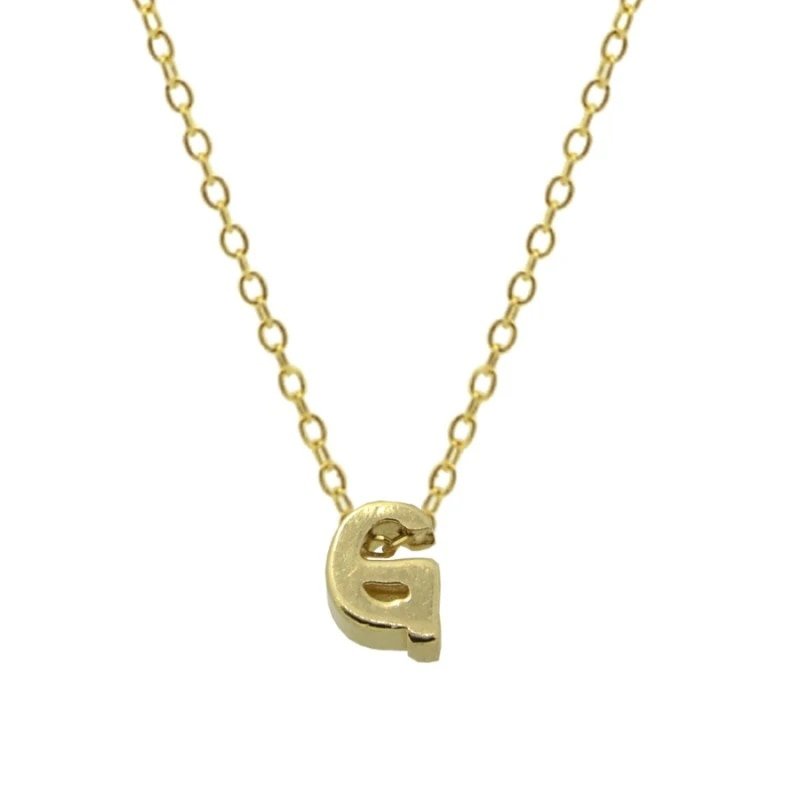 Gold Initial Charm Necklace, Letter G.