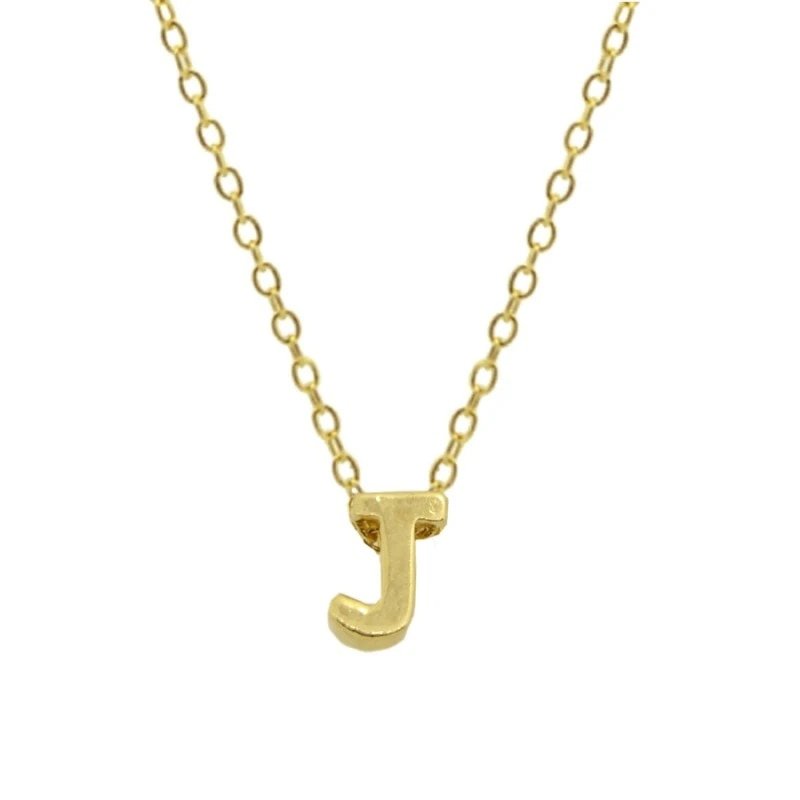 Gold Initial Charm Necklace, Letter J.