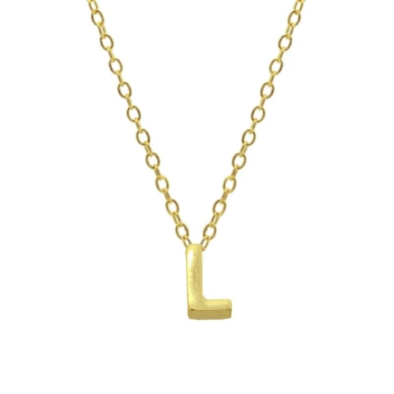 Gold Initial Charm Necklace, Letter L.