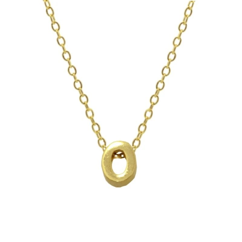 Gold Initial Charm Necklace, Letter O.