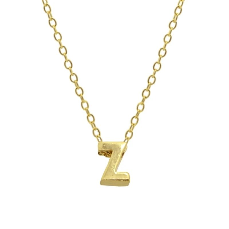 Gold Initial Charm Necklace, Letter Z.