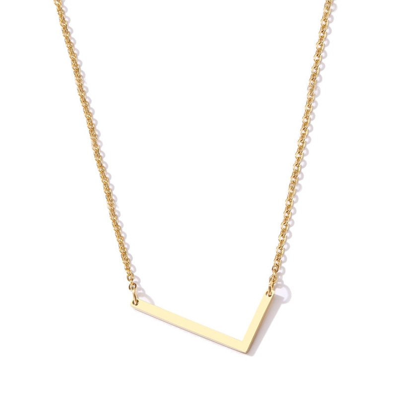 Gold Large Asymmetrical Initial Necklace, letter L.