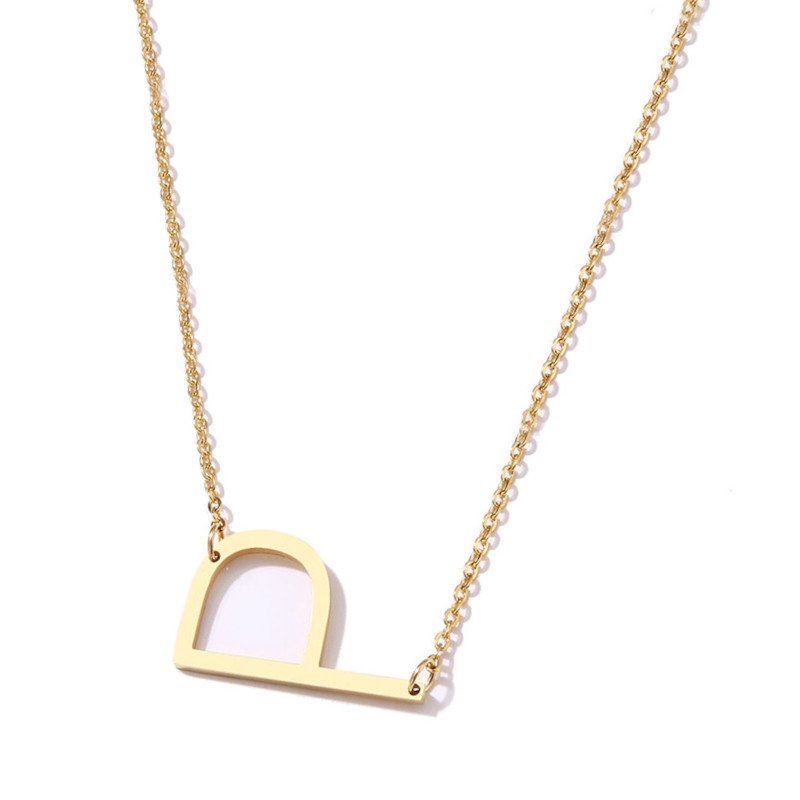 Gold Large Asymmetrical Initial Necklace, letter P.