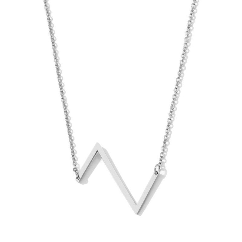 Silver Large Asymmetrical Initial Necklace, letter Z.
