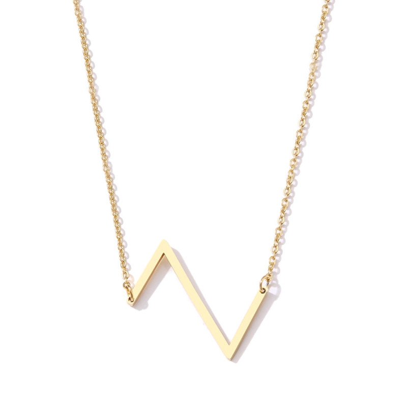 Gold Large Asymmetrical Initial Necklace, letter Z.
