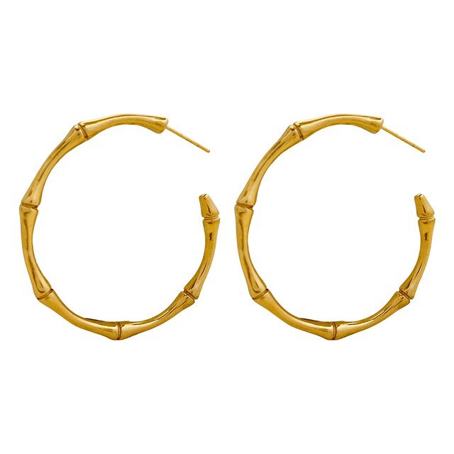 Large Gold Bamboo Hoops.