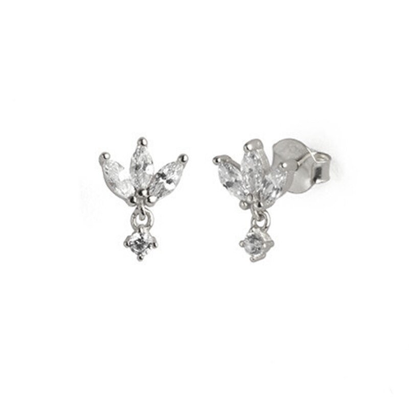 Silver Laura Studs in Clear CZ.