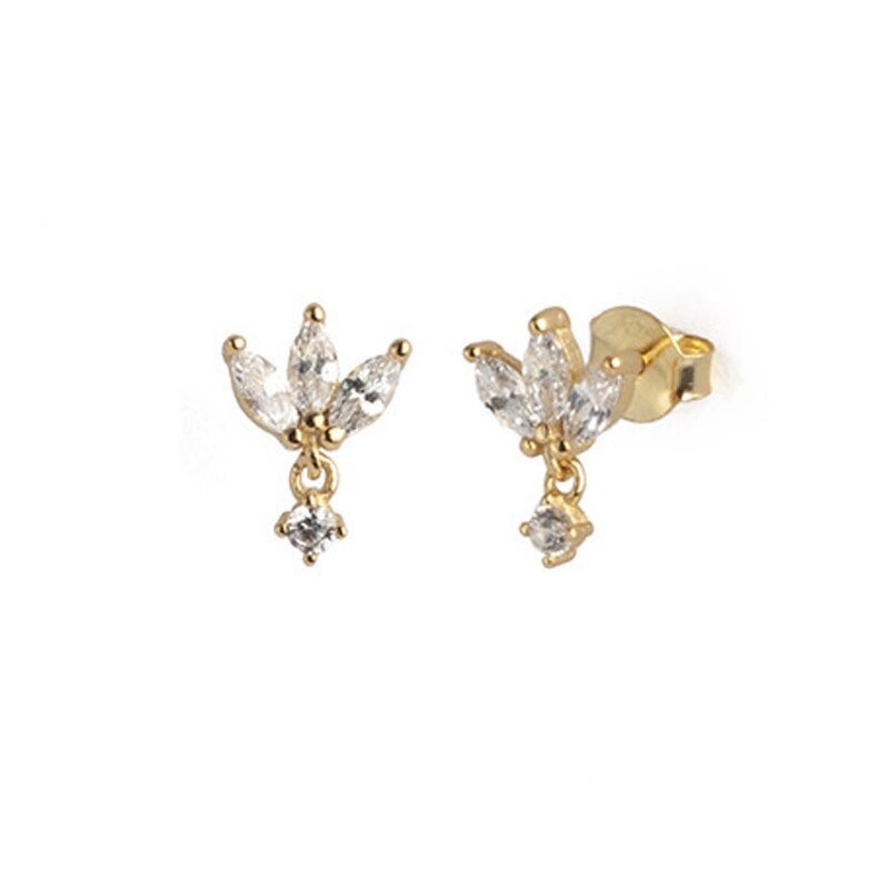 Gold art deco stud earrings.