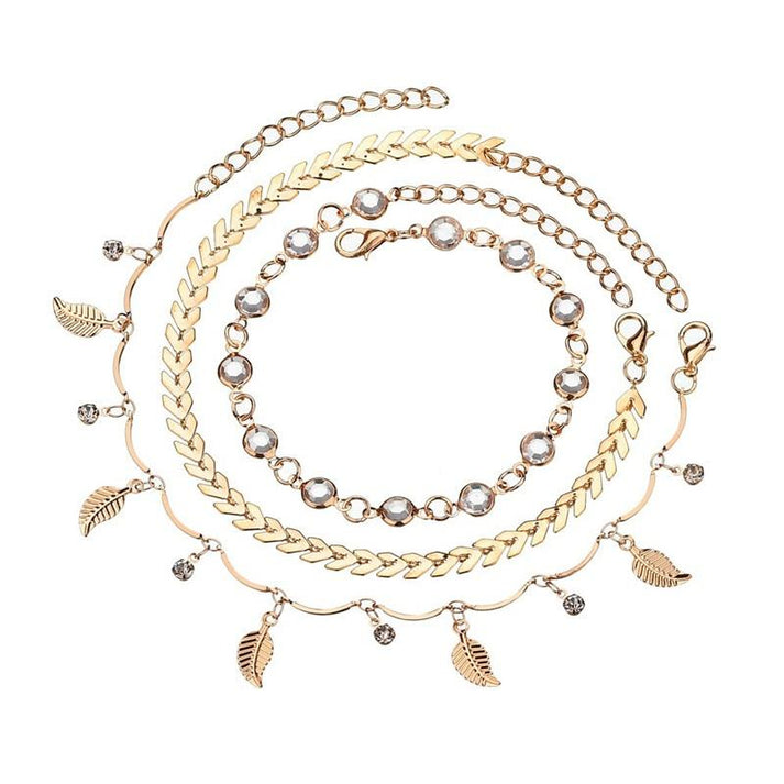 Leaf Chevron Gold Anklet Set – Pineal Vision Jewelry