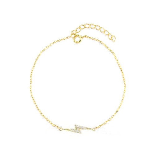 Gold Lightning Bolt Gold CZ Bracelet.