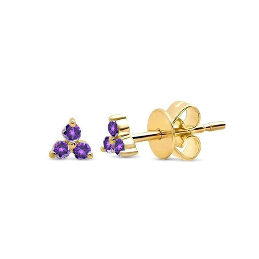 Lilac Trinity Studs in Gold.