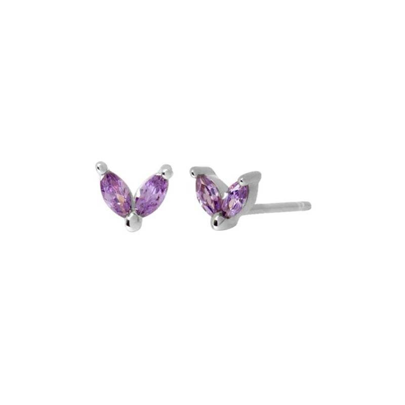 Silver Lilac Marquise Studs.