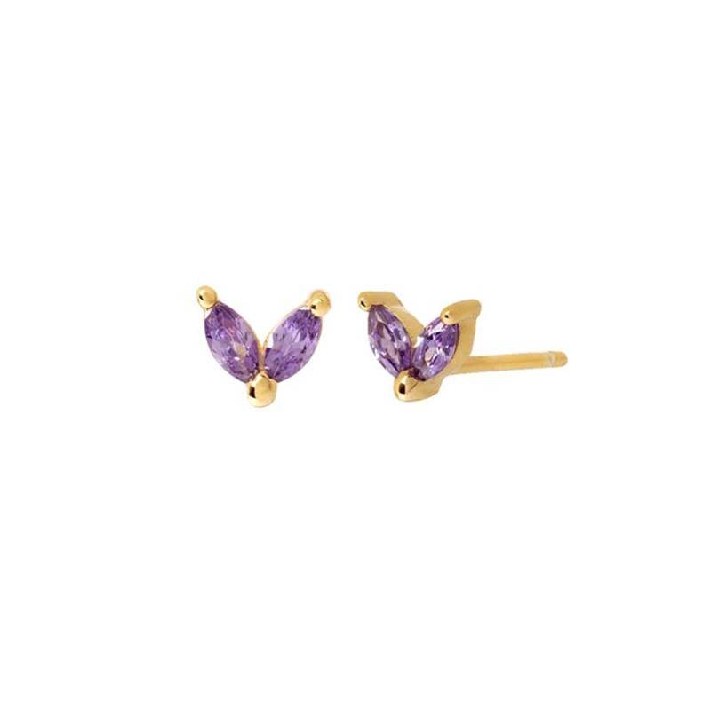 Gold Lilac Marquise Studs.