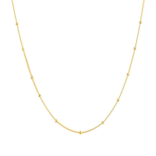 Gold Minimal Beaded Chain Necklace.