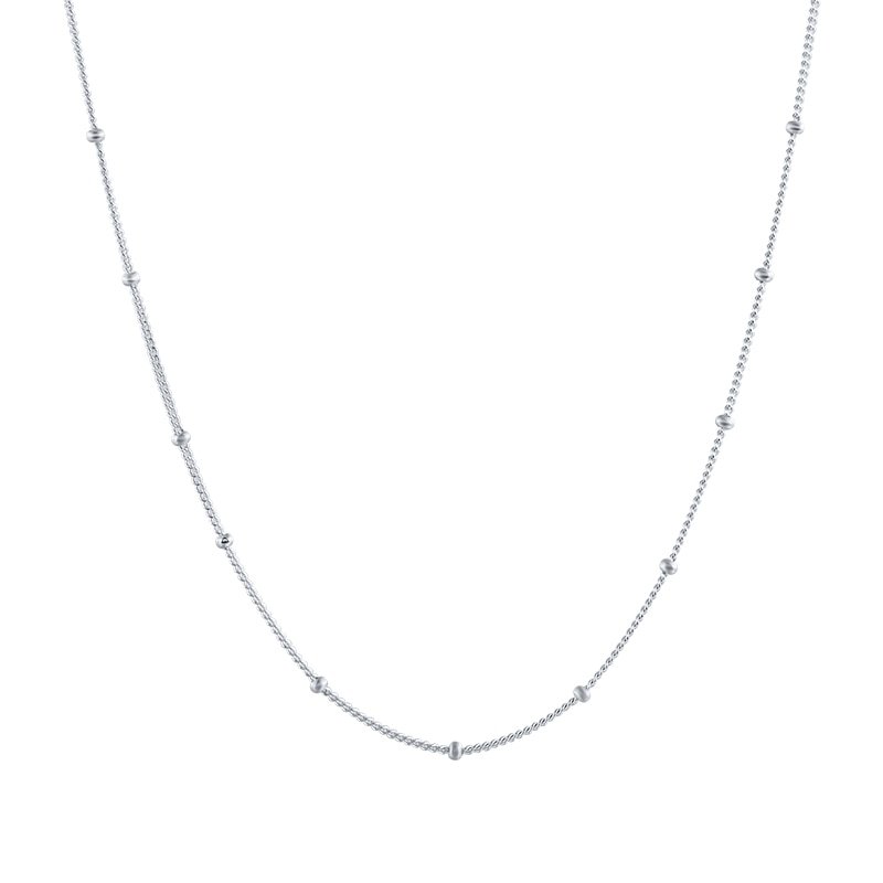 Silver Minimal Beaded Chain Necklace.