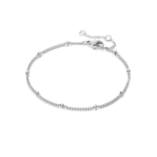 Silver Minimal Satellite Chain Bracelet.
