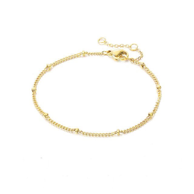 Gold Minimal Satellite Chain Bracelet.