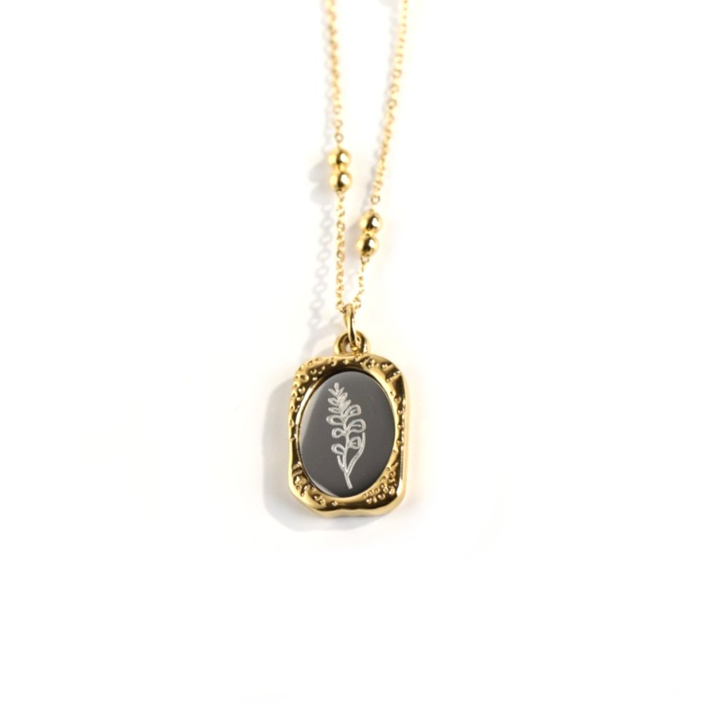 August Gladiola Mirrored Birth Flower Gold Necklace.