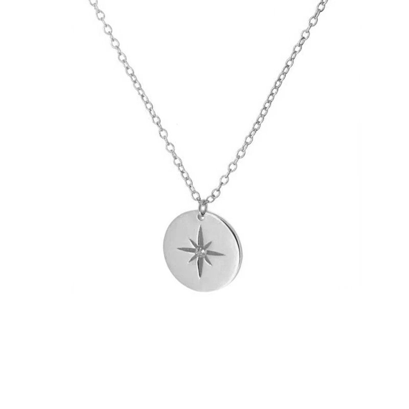 Silver North Star Necklace.