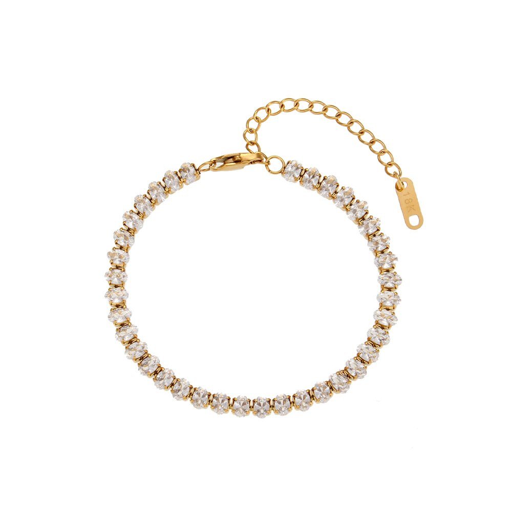 Oval CZ Gold Tennis Bracelet.