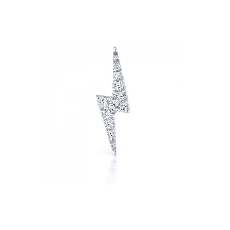 Silver Pave Lightning Bolt Cartilage Stud.