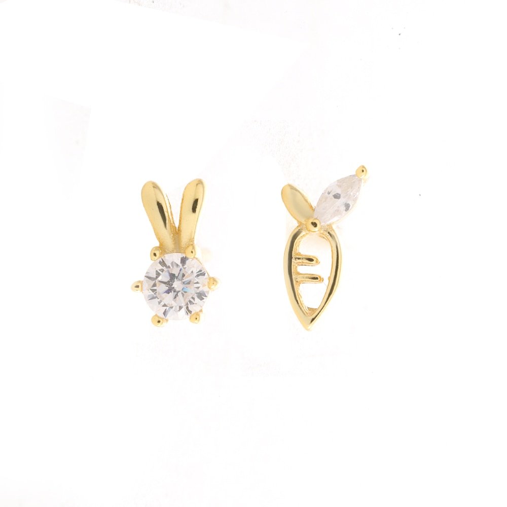 Gold Rabbit and Carrot Studs.