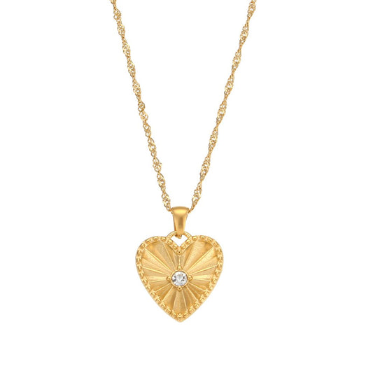 Gold Radiating Heart Necklace.