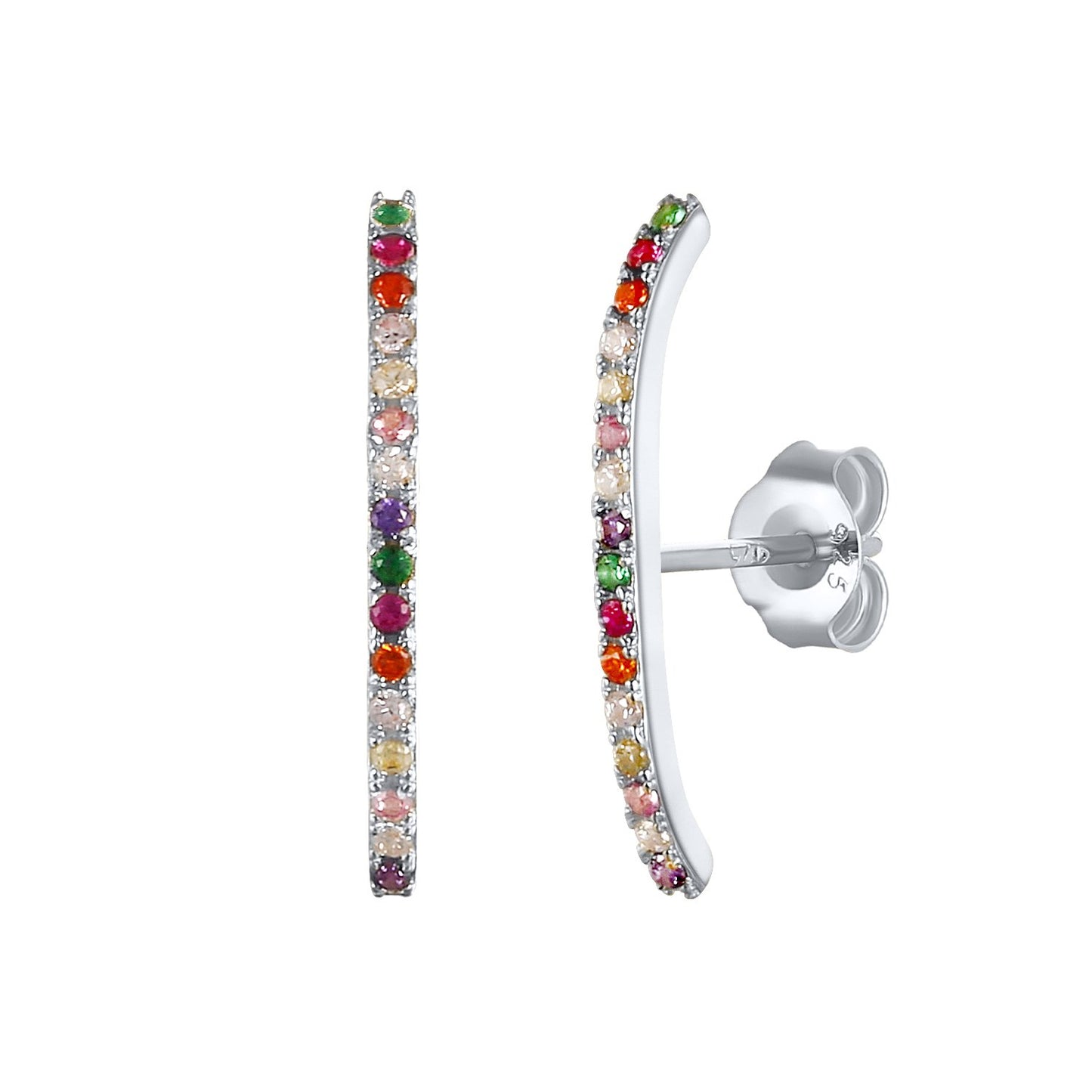 Silver Rainbow CZ Suspender Earrings.