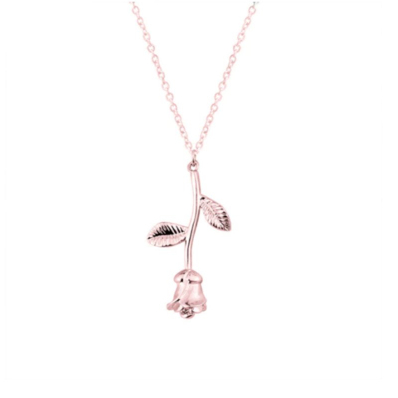 Rose Gold Rose Stem Necklace.