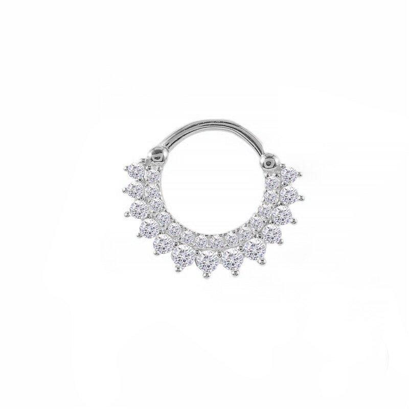 Silver Sadiki CZ Crown Cartilage Hoop.