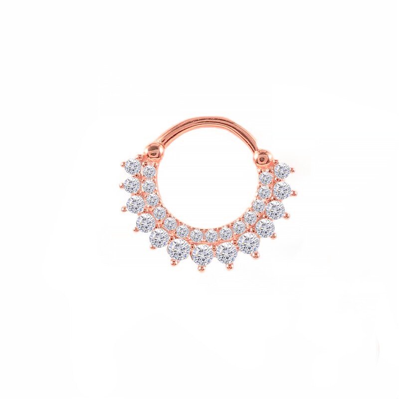 Rose Gold Sadiki CZ Crown Cartilage Hoop.