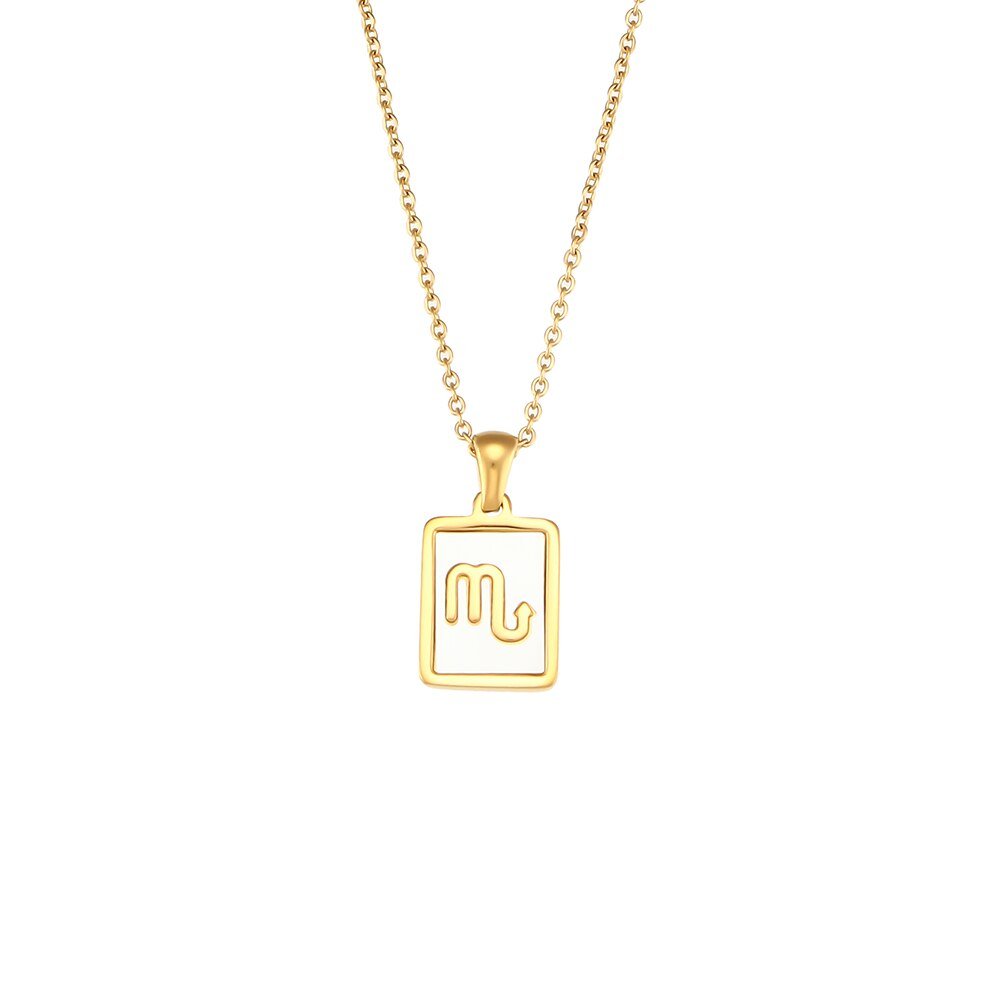 Scorpio Mother of Pearl Zodiac Gold Necklace.