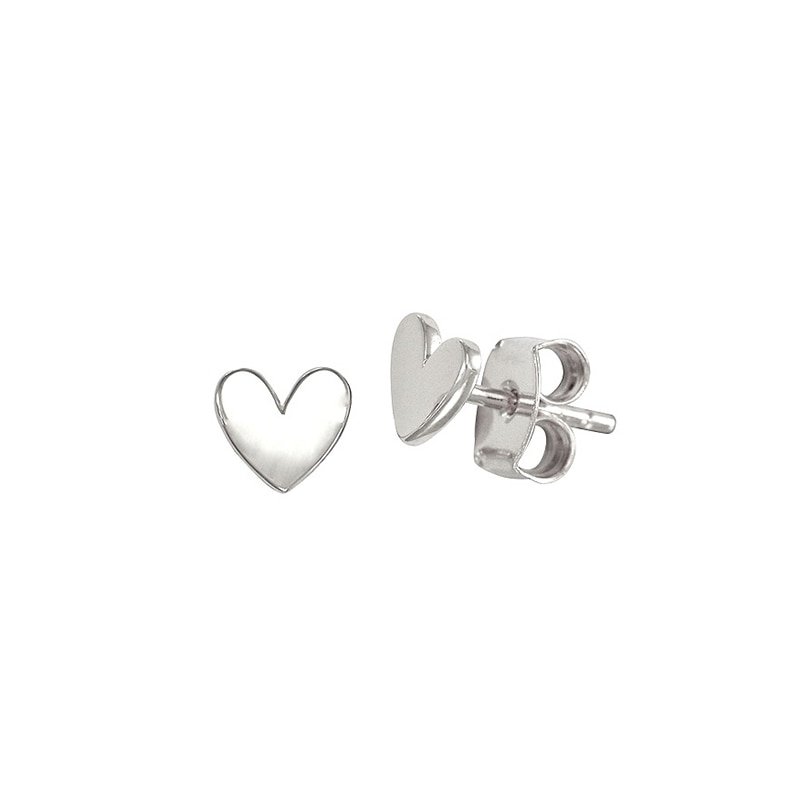 Silver Simple Heart Studs.