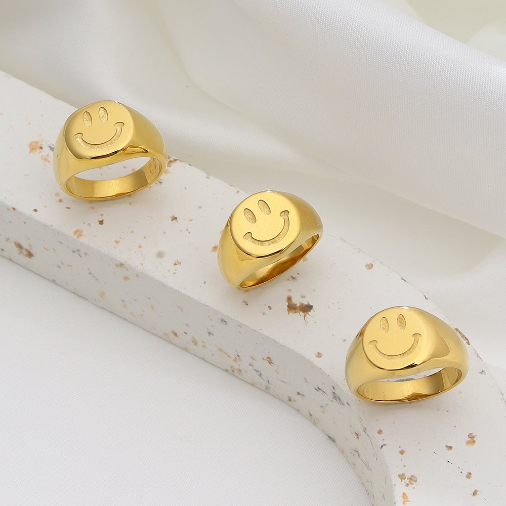 Gold Smiley Signet Ring – Pineal Vision Jewelry