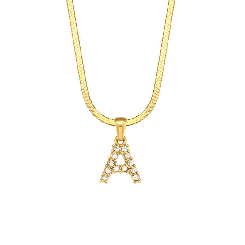 Letter A Initial Gold Necklace.