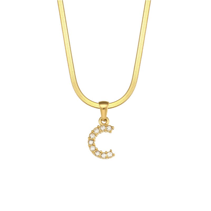 Letter C Initial Gold Necklace.